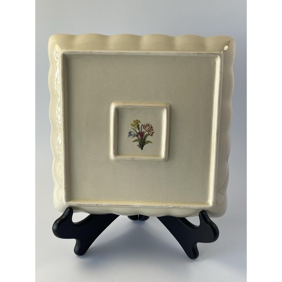 Flowers and Butterflies Square Tray Dish Tablescape 8.25" Farmhouse Cottagecore - Picture 2 of 8